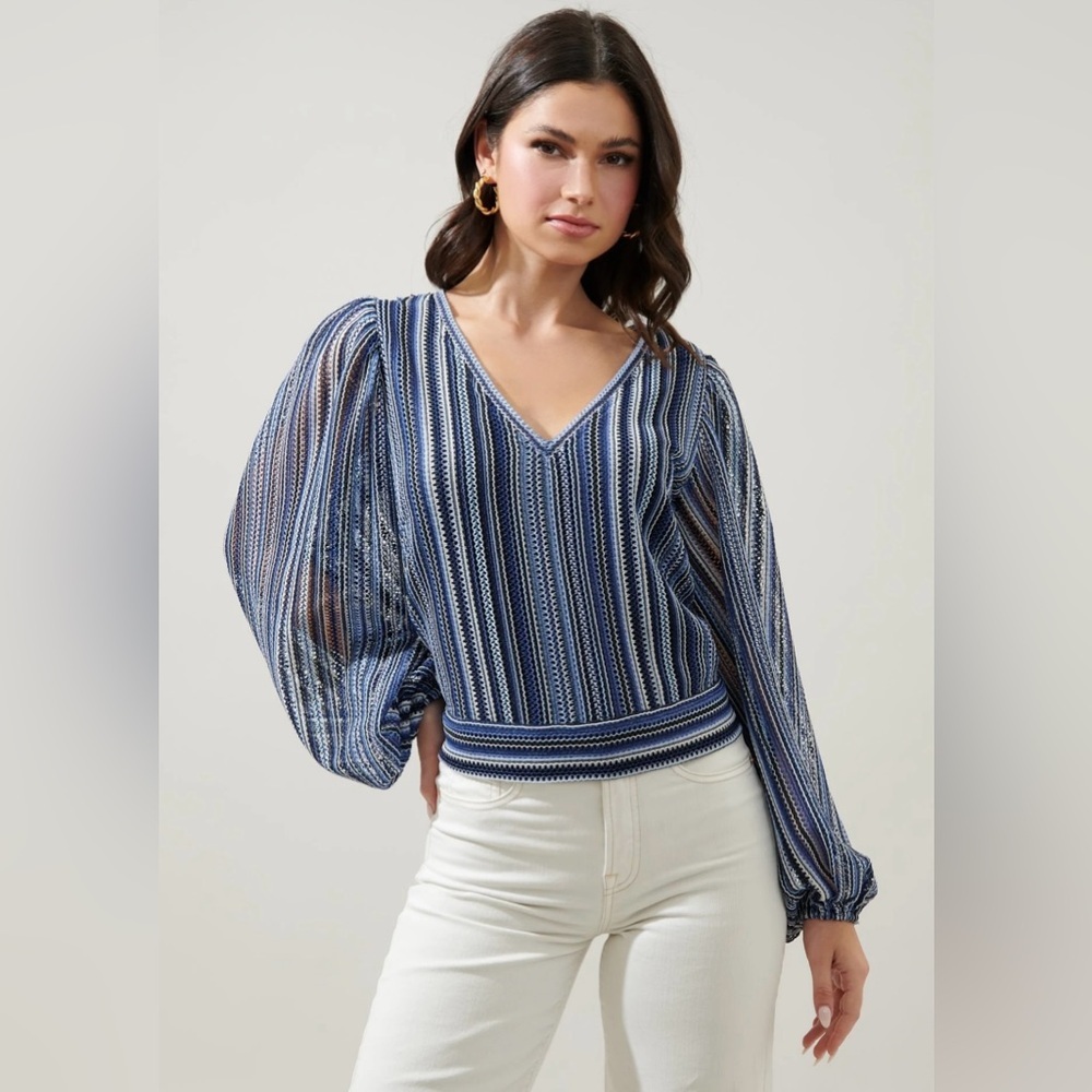 Firecracker Crochet Long Sleeve Open Back Blouse